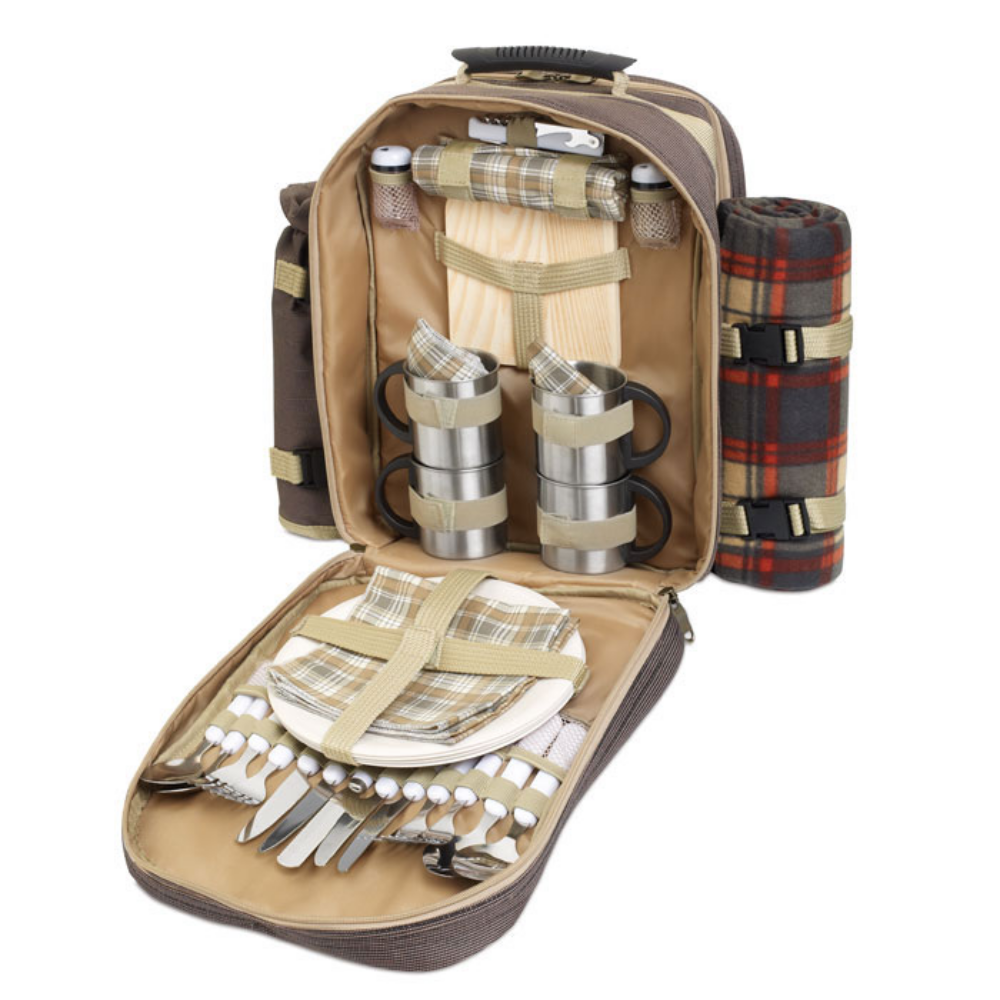 A 4-person picnic backpack with a blanket and a bottle holder - Bosham