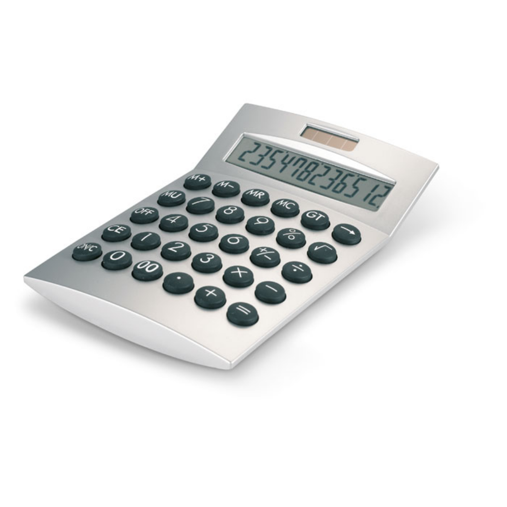 A calculator that uses solar energy and has a plastic casing - Appledore
