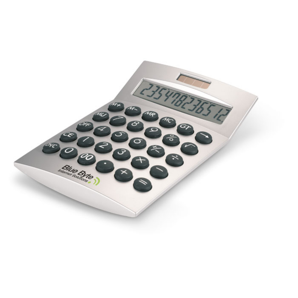 A calculator that uses solar energy and has a plastic casing - Appledore