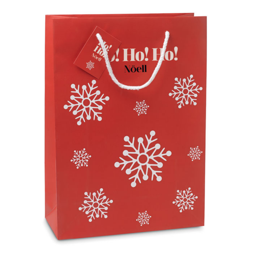 Elegant Snowflakes Pattern Large Gift Paper Bag with Tag - Highcliffe