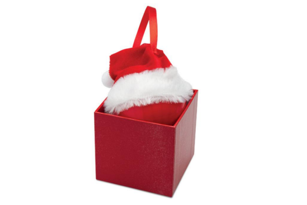 Boule de Noël avec bonnet dans sa boîte personnalisée - Zaprinta France