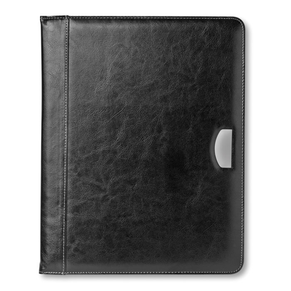 A4 size portfolio made of polyurethane with a metal logo plate and a notebook - Fritton