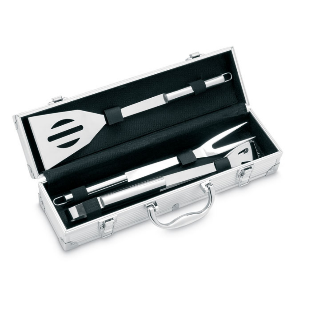 Valise en aluminium avec outils de barbecue en acier inoxydable - Chichery