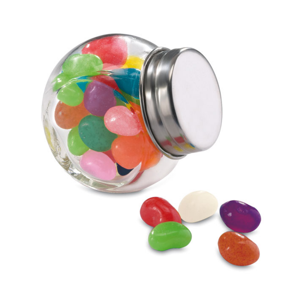 Bocal en verre personnalisé avec bonbons multicolores