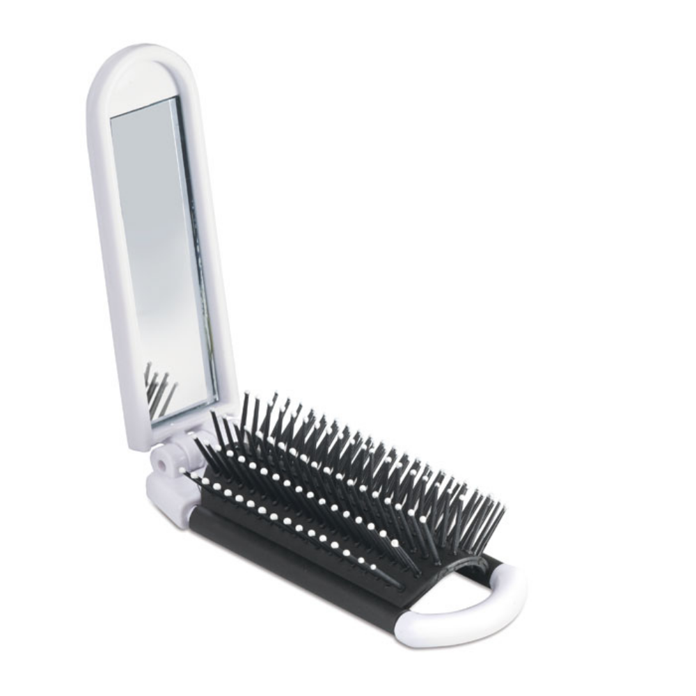 Brosse à cheveux pliable avec miroir - Bazoches-sur-Guyonne