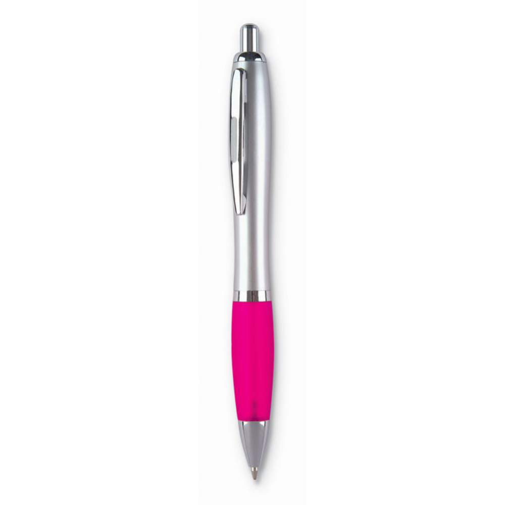 Ballpoint pen with satin soft grip and push button - Beeston