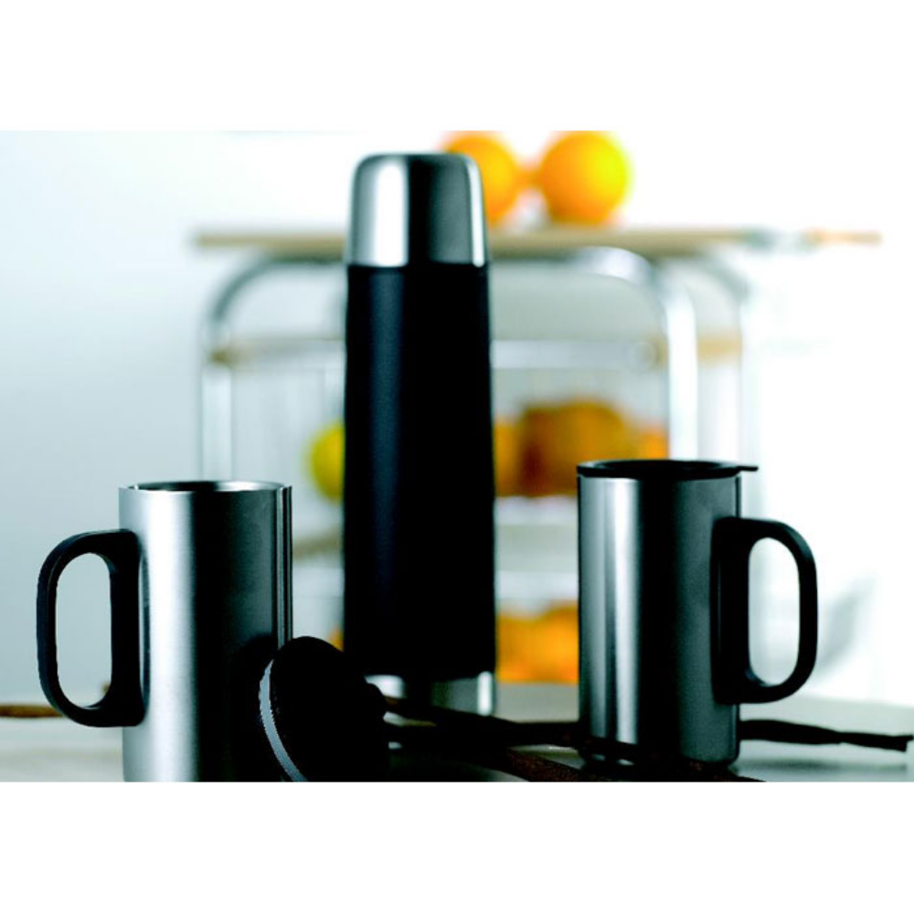 Double Wall Stainless Steel Insulating Vacuum Flask and Mugs Set - Perrywood