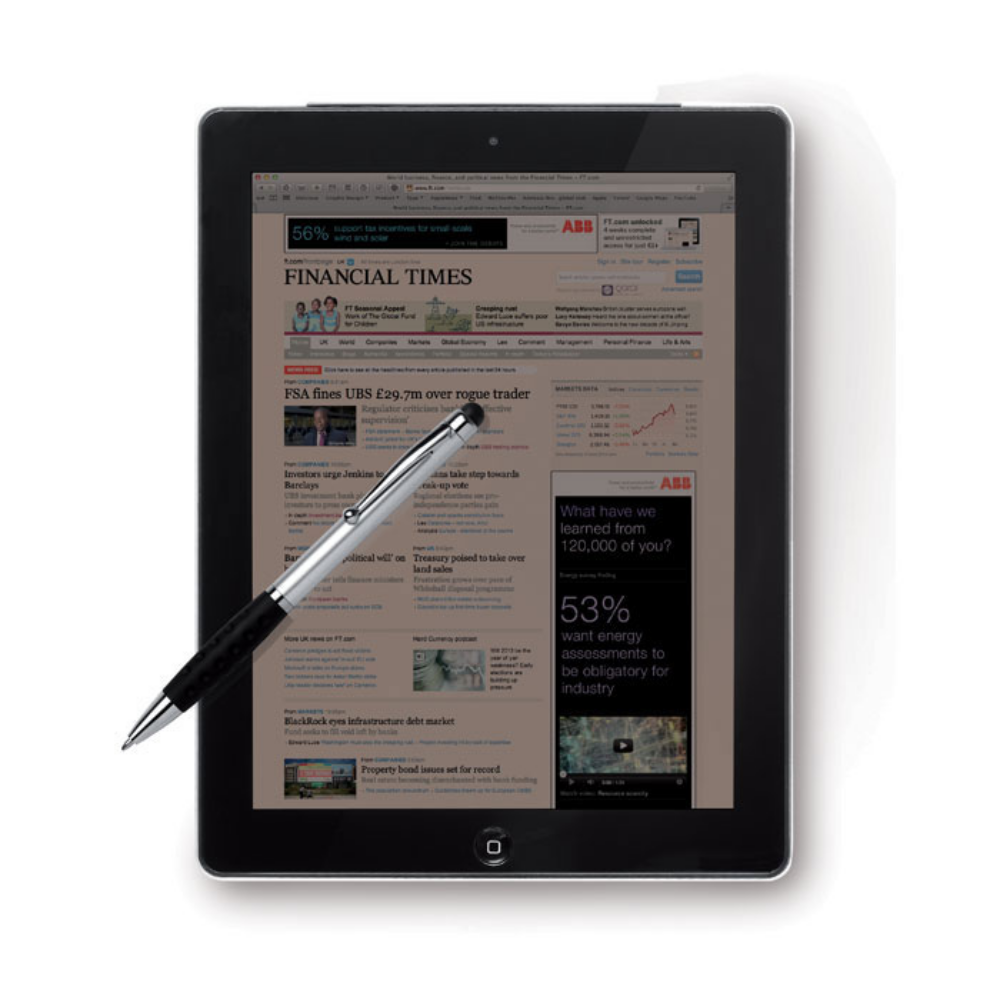 A ballpoint pen that features a twist action mechanism and a stylus, named 'Winkleigh'. - Forfar