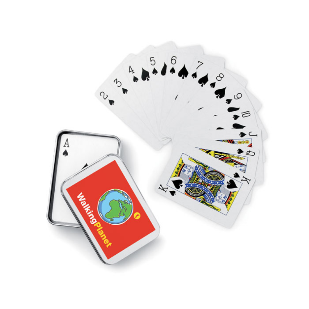 Jeu de cartes à jouer dans une boîte en étain personnalisable - JCA07
