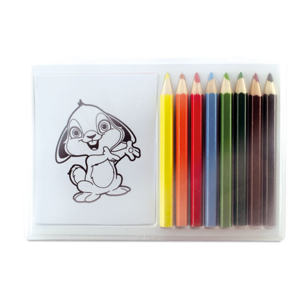 Set de coloreado con lápices de madera y dibujos en papel - Monterde