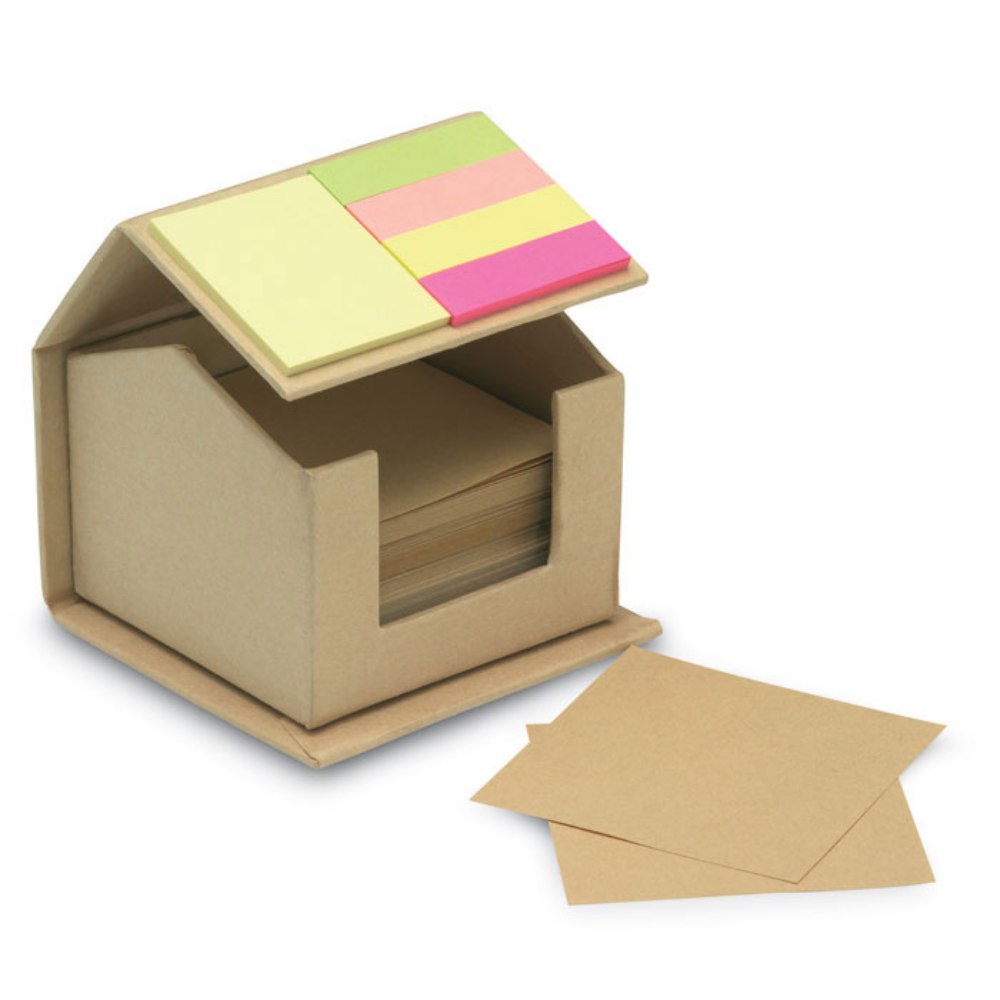 A memo dispenser made from recycled cardboard in the shape of a house. - Rowlands Castle