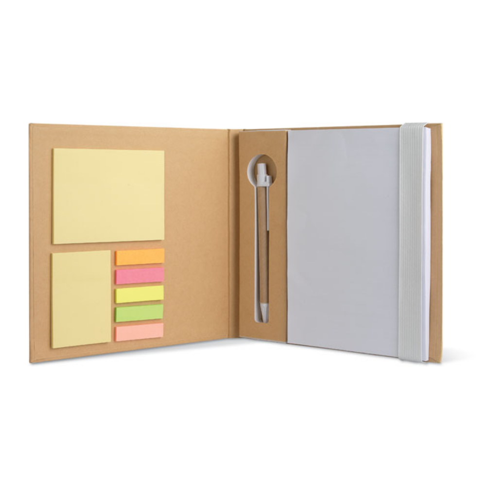Recycled Carton Cover Notebook with Sticky Notes and Pen - Braemar