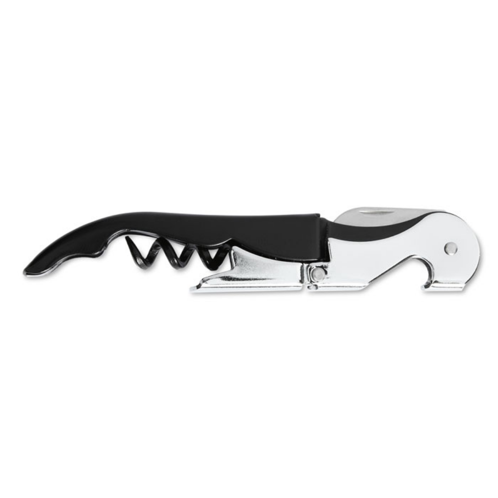 Couteau de sommelier original en acier carbone avec double support de liège et couteau pliable - Buxières-les-Mines