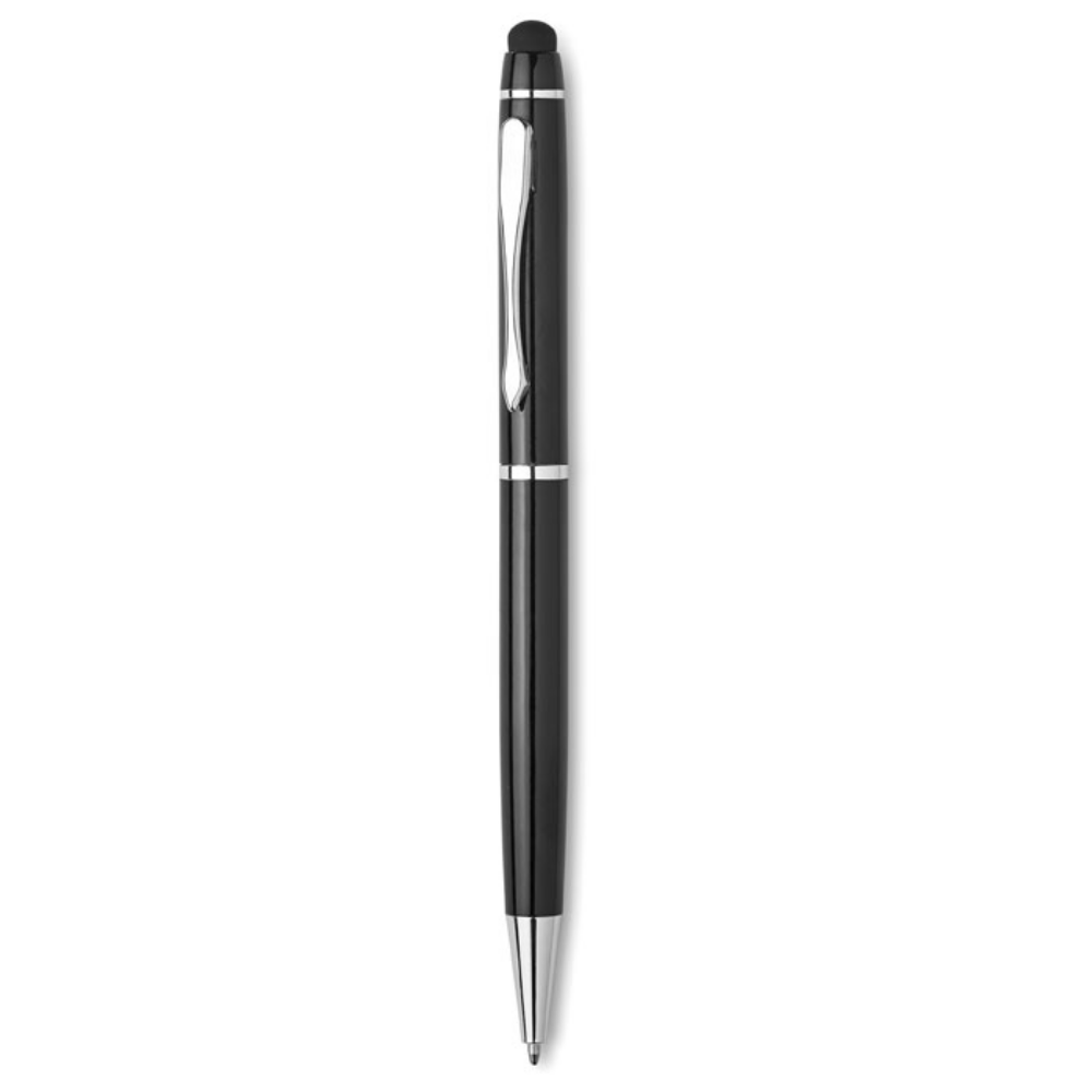 Aluminum twist-action ballpoint pen with stylus - Cardigan