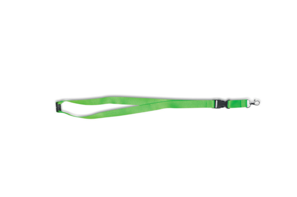 A neon lanyard that comes with a metal hook, a detachable buckle, and a safety breakaway feature - Originating from Nether Poppleton - Holwell
