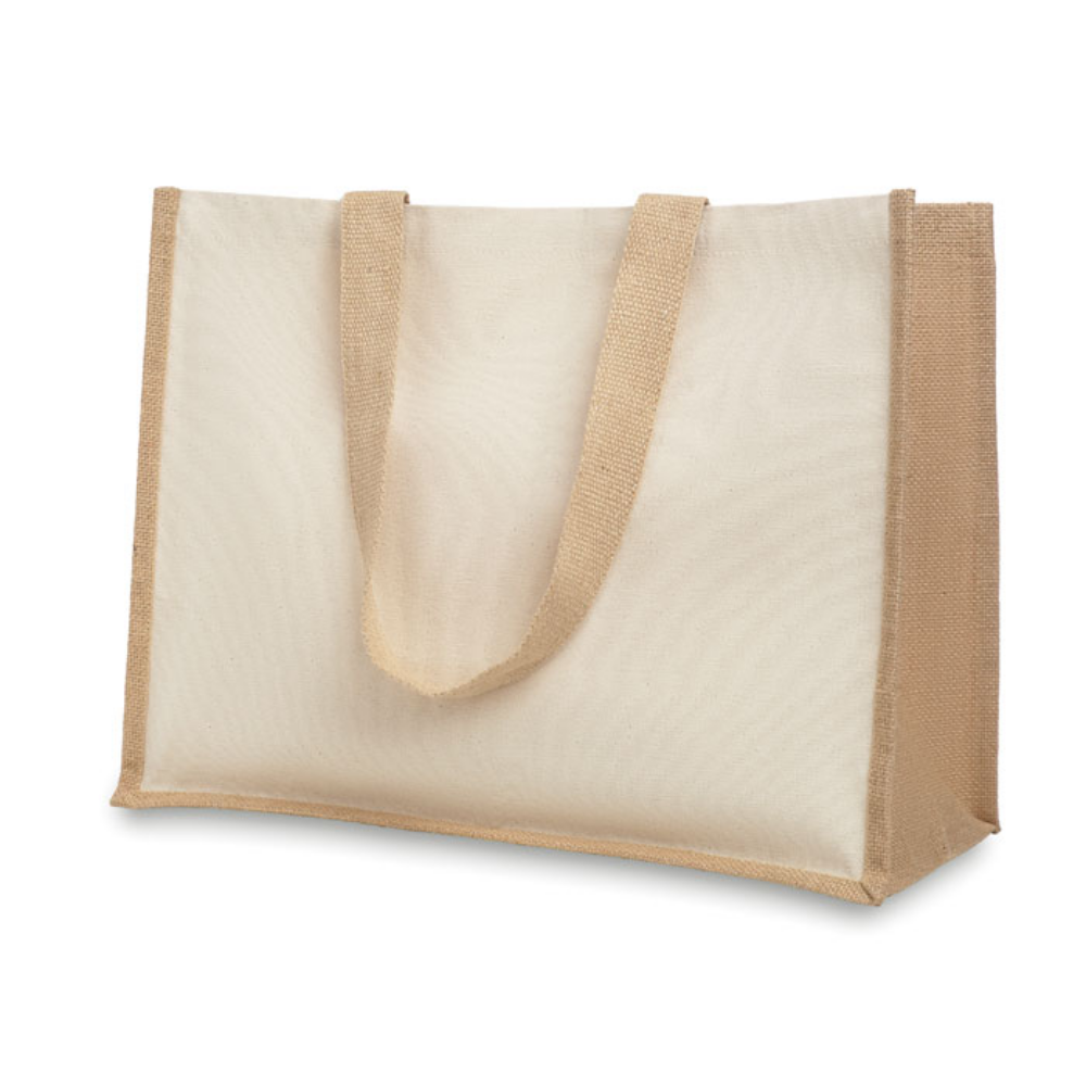 Bolsa de compras de yute laminado con tejido de algodón - La Vilueña