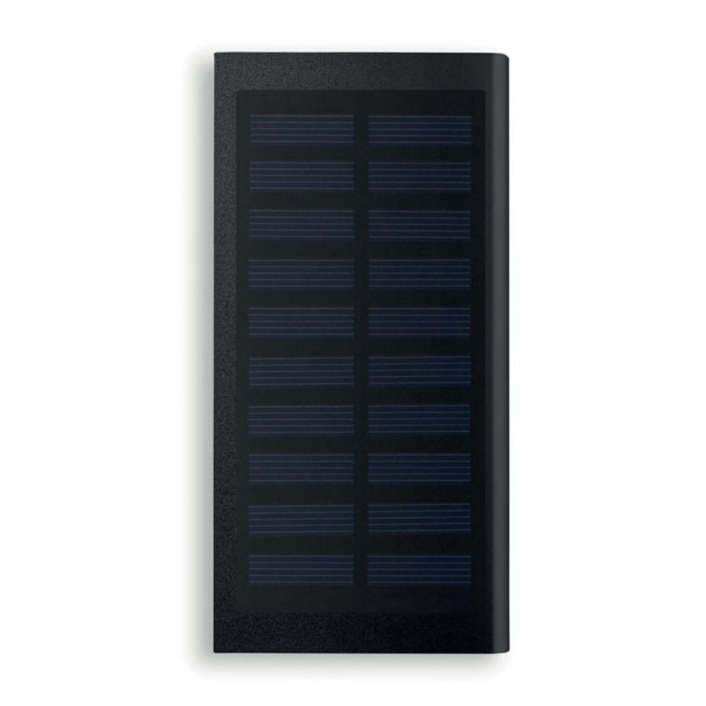 Batterie externe personnalisée noire 8000 mAh avec panneau solaire - Viterbe
