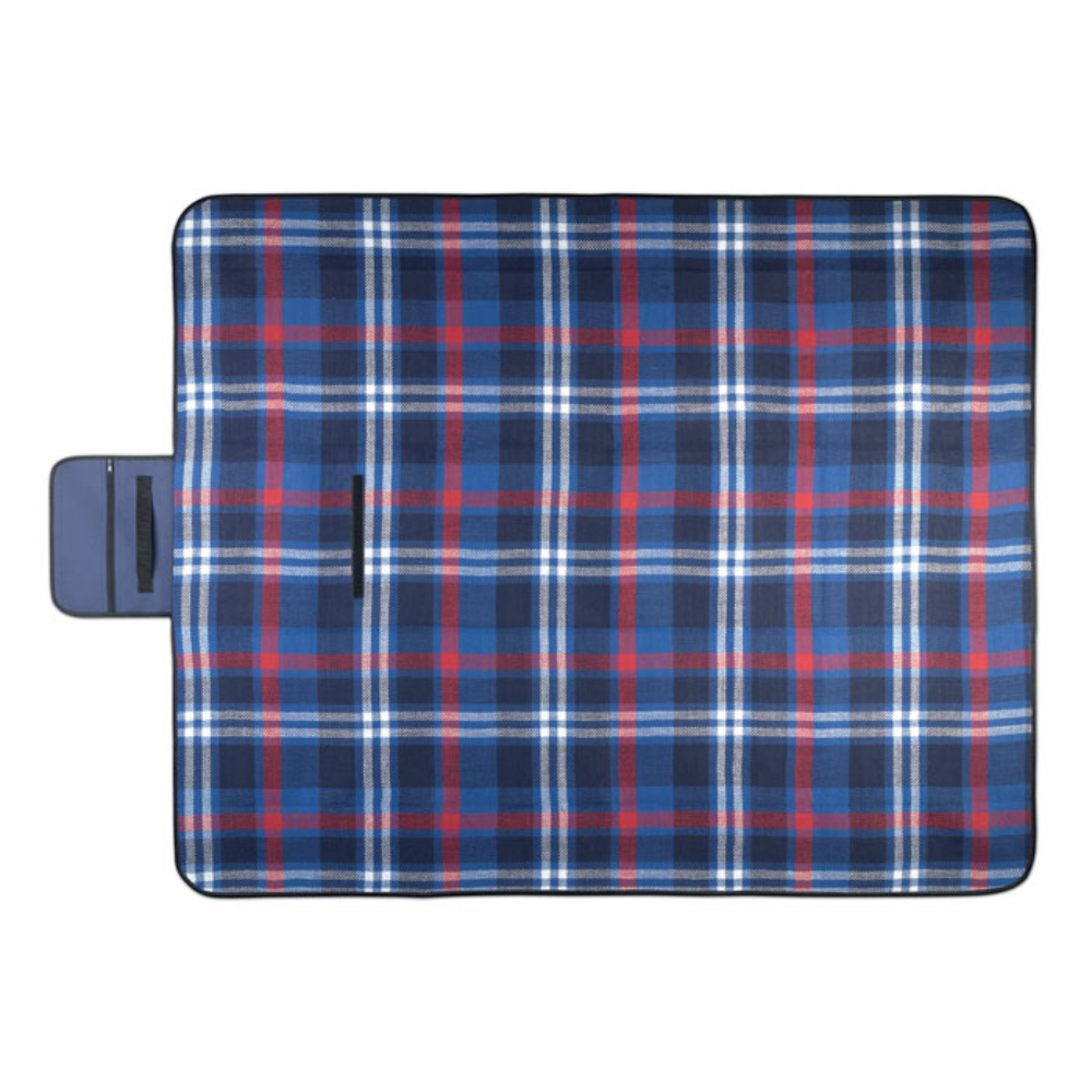 A foldable picnic blanket made of acrylic with a water-resistant EPE lining on the back side. - Wymondham