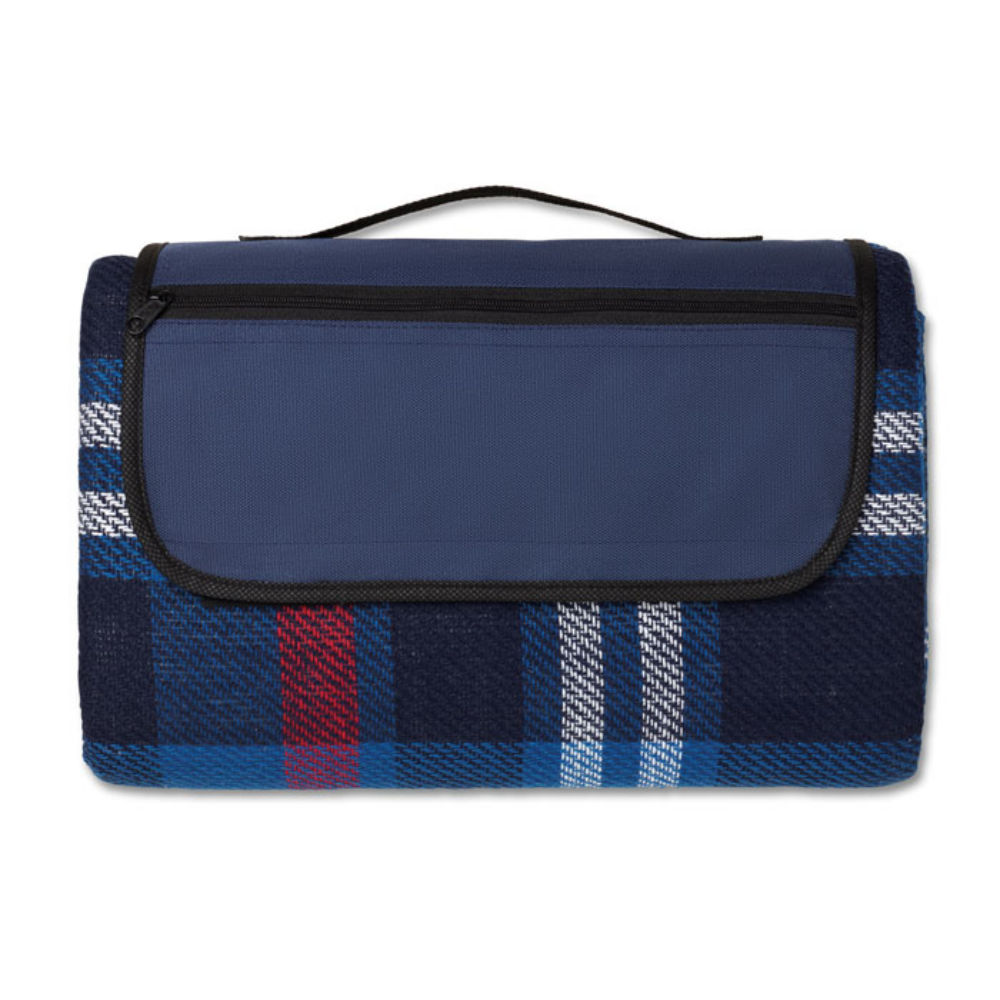 A foldable picnic blanket made of acrylic with a water-resistant EPE lining on the back side. - Wymondham