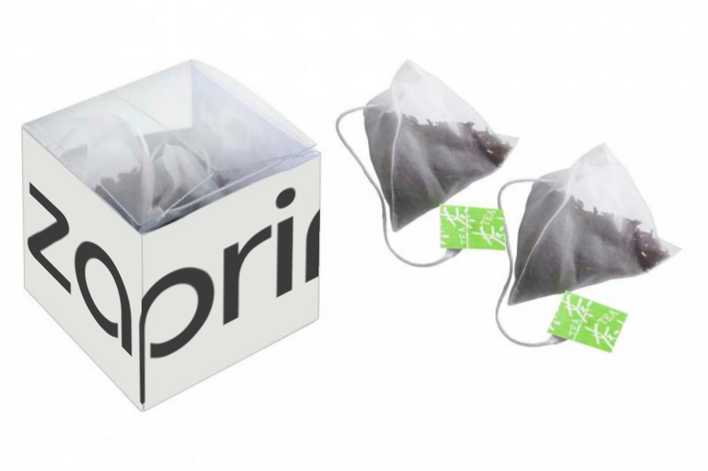 Confezione trasparente per bustine di tè con banderuola stampata - Colorina
