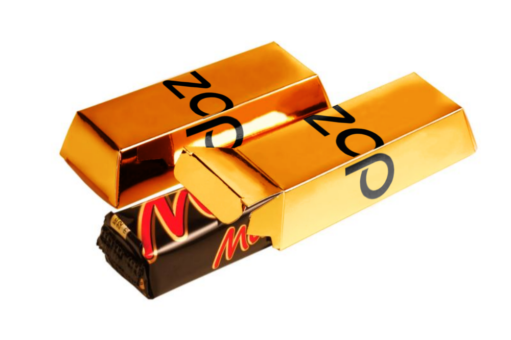 Barre chocolatée personnalisée avec emballage doré