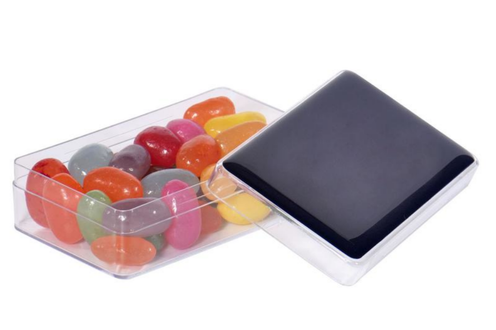 Maxi Box con Doming a colori pieni e riempita con circa 50g di Jellybeans - Pontremoli