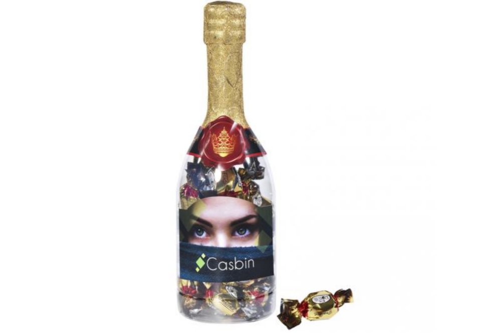 Bouteille de champagne personnalisée avec bonbons au chocolat - Onyx