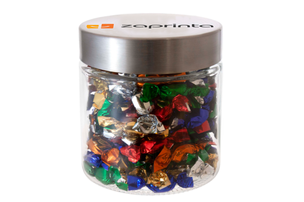 Vaso di vetro da 0,9 litri con coperchio in acciaio inossidabile e dolci metallici - Varedo
