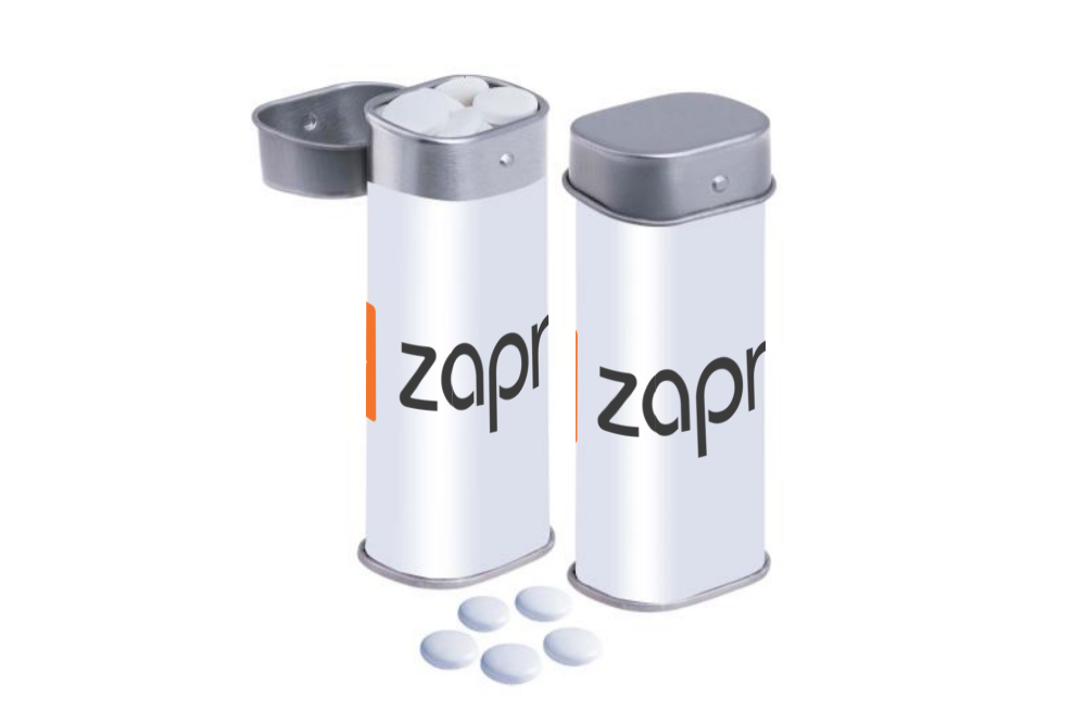 Scatola di latta color argento con etichetta a colori pieni - Vermezzo con Zelo