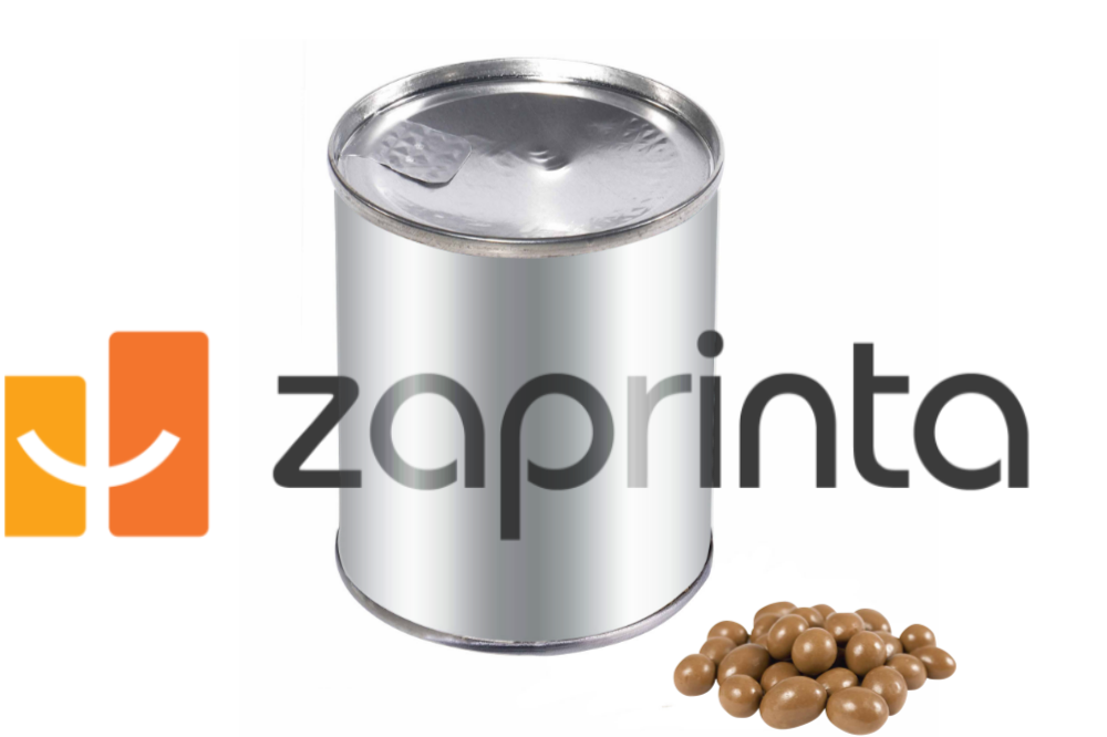 Boîte métallique personnalisable avec cacahuètes au chocolat - Zaprinta Belgique