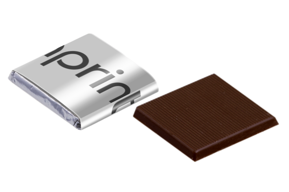 Chocolat napolitain personnalisé en carré - chocolat belge noir