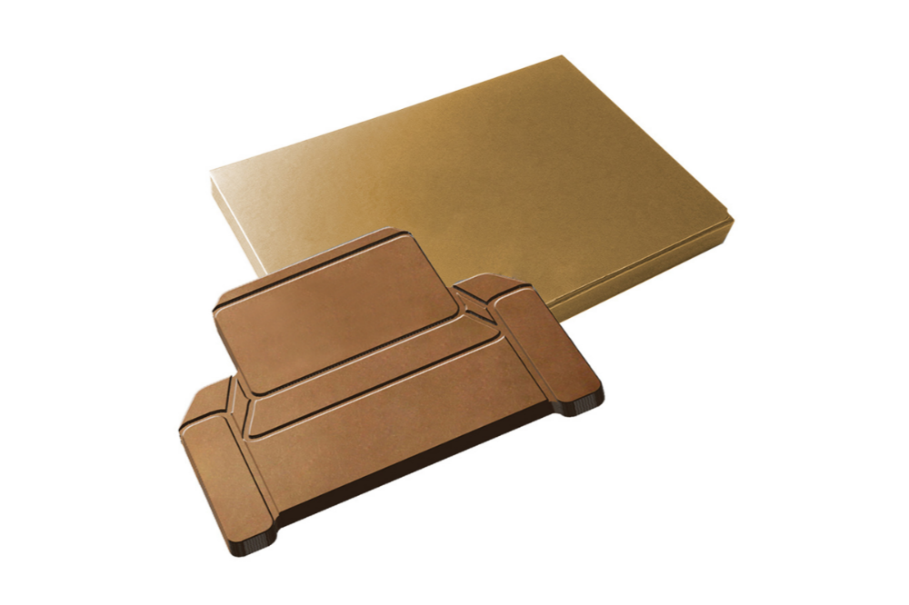 Cioccolato in rilievo a forma personalizzata in scatola d'argento o d'oro - Chiuro