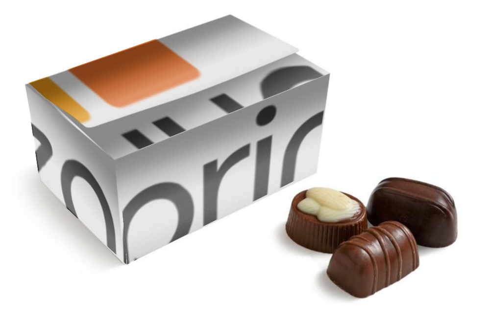 Chocolates belgas en caja personalizada impresa - Peal de Becerro