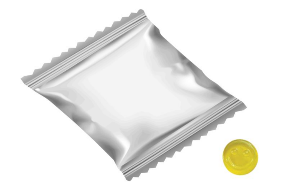 Sachet de bonbons aux fruits, forme personnalisée