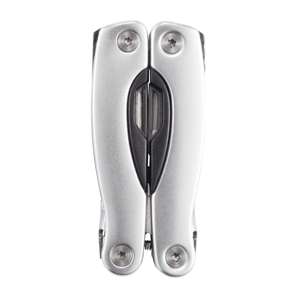 A multitool made of stainless steel with a handle that is anodised in aluminium - Irby