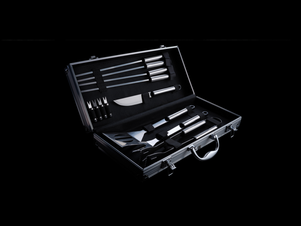 12 Piece Stainless Steel Barbecue Set in Aluminium Case - Harewood