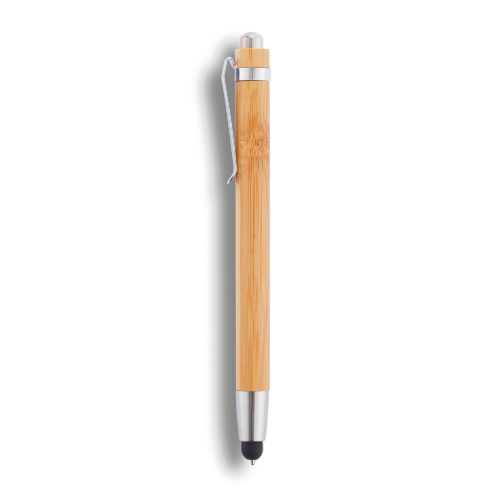 Stylo tactile en bambou avec pointe de stylet intégrée et bille - Thumeréville