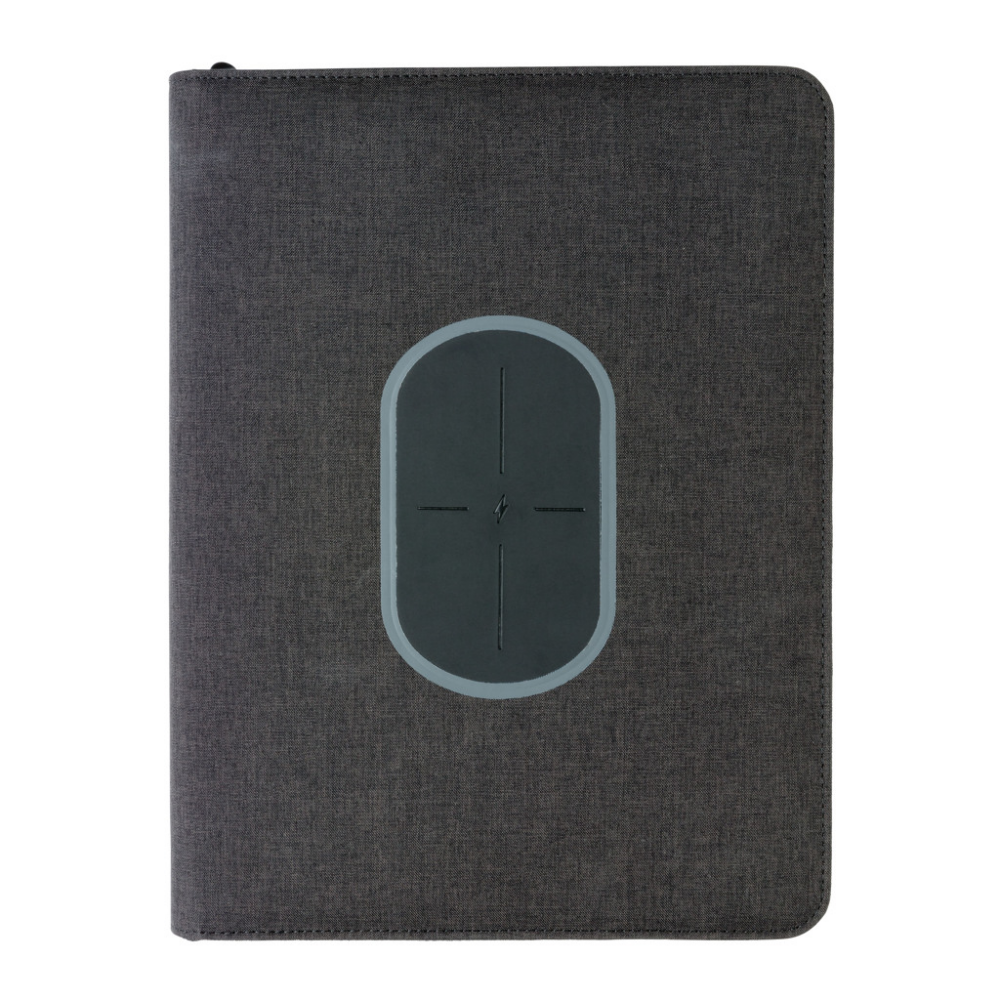 A portfolio that comes with a power bank and a notepad, which also doubles up as a wireless charging pad. - Berkswell