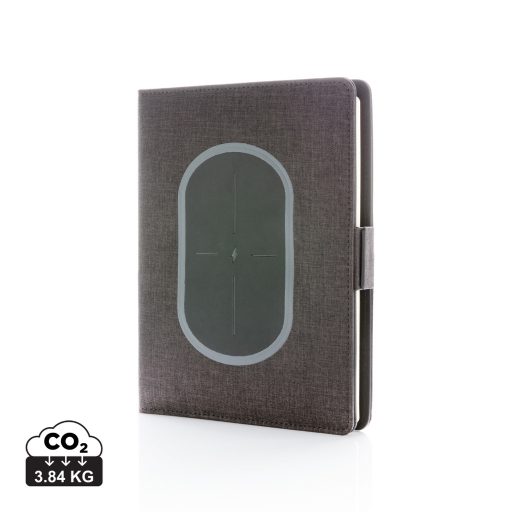 A Puddletown notebook cover that comes with a wireless charging pad - Sale