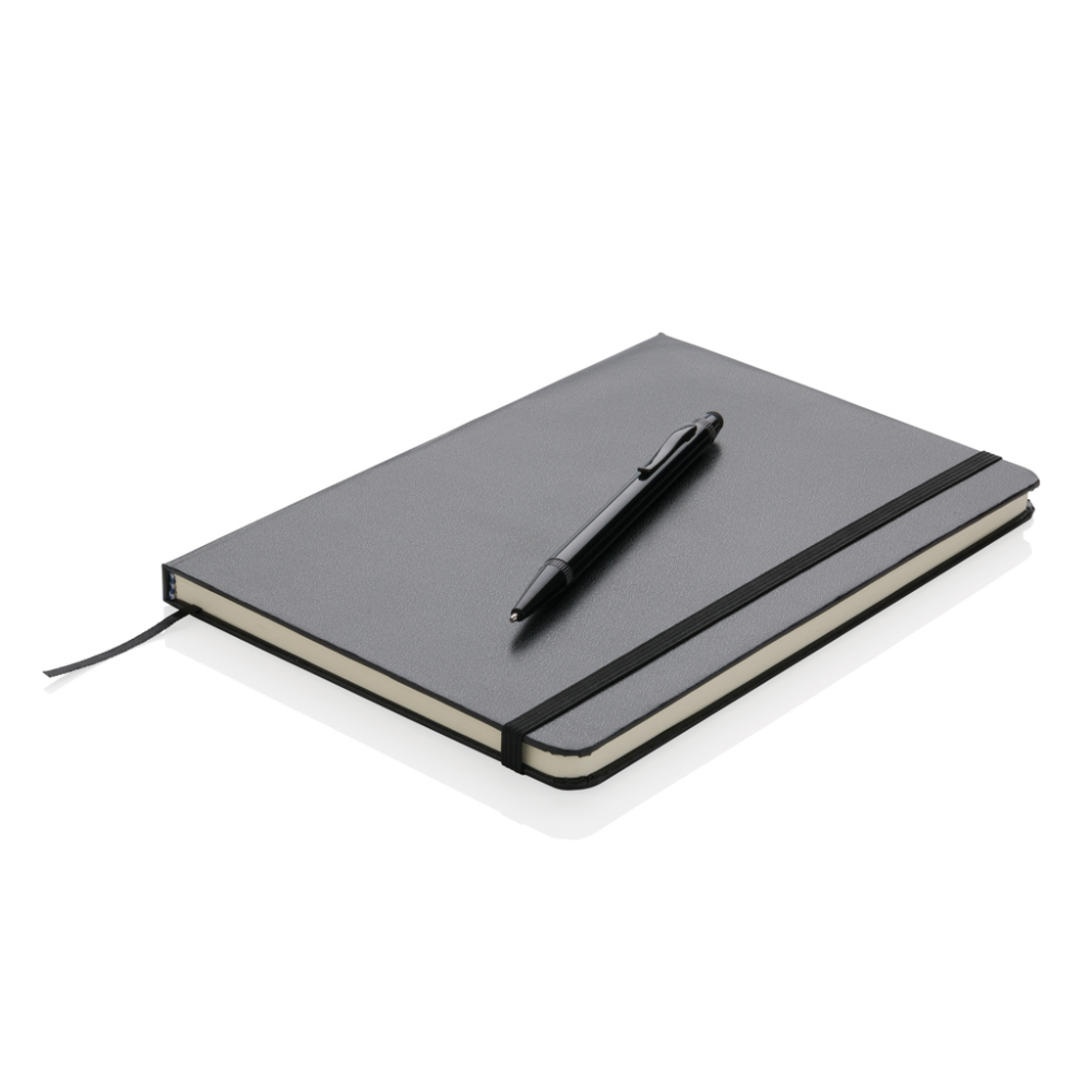 Basic hardcover A5 notebook with stylus pen, royal blue