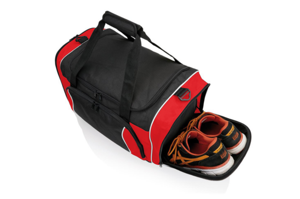 Bedruckte Sporttasche mit Schuhfach in 2 Farben - Bergen