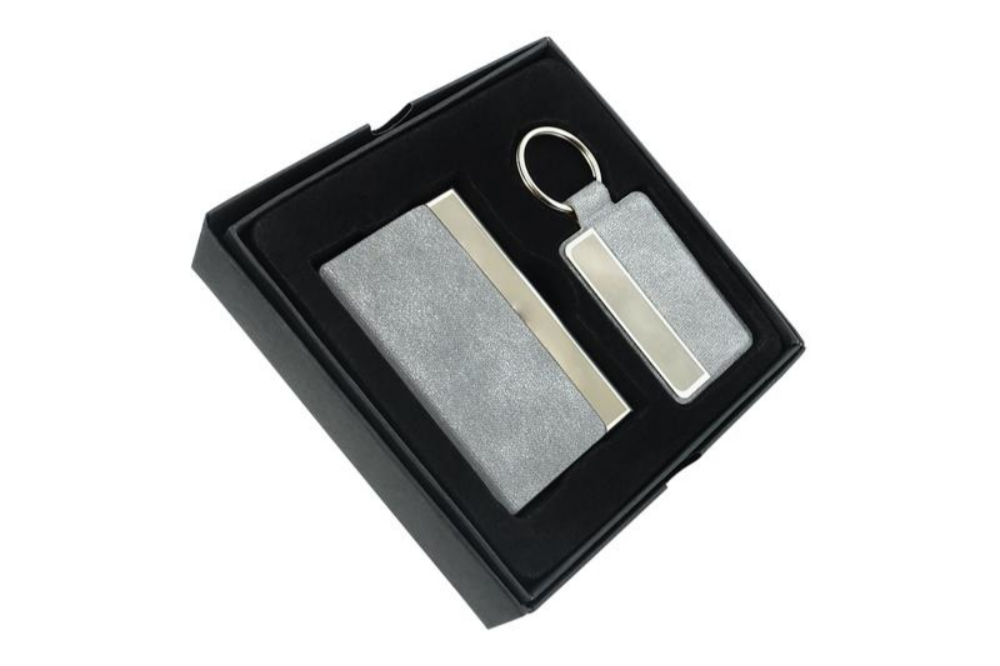 Porte-cartes de visite en cuir avec porte-clés - Chaussenans