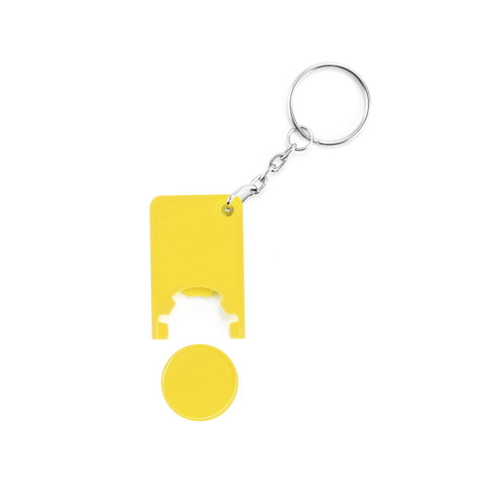 Keychain with a colorful and fun design that comes with a detachable coin. - Marchwood