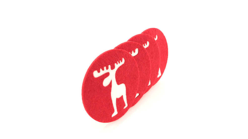 Set of Felt Coasters with Reindeer Design - Dodington