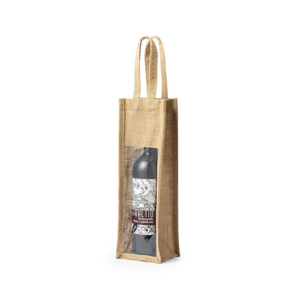 Laminated Jute Wine Bottle Bag with Transparent Window - Atherton