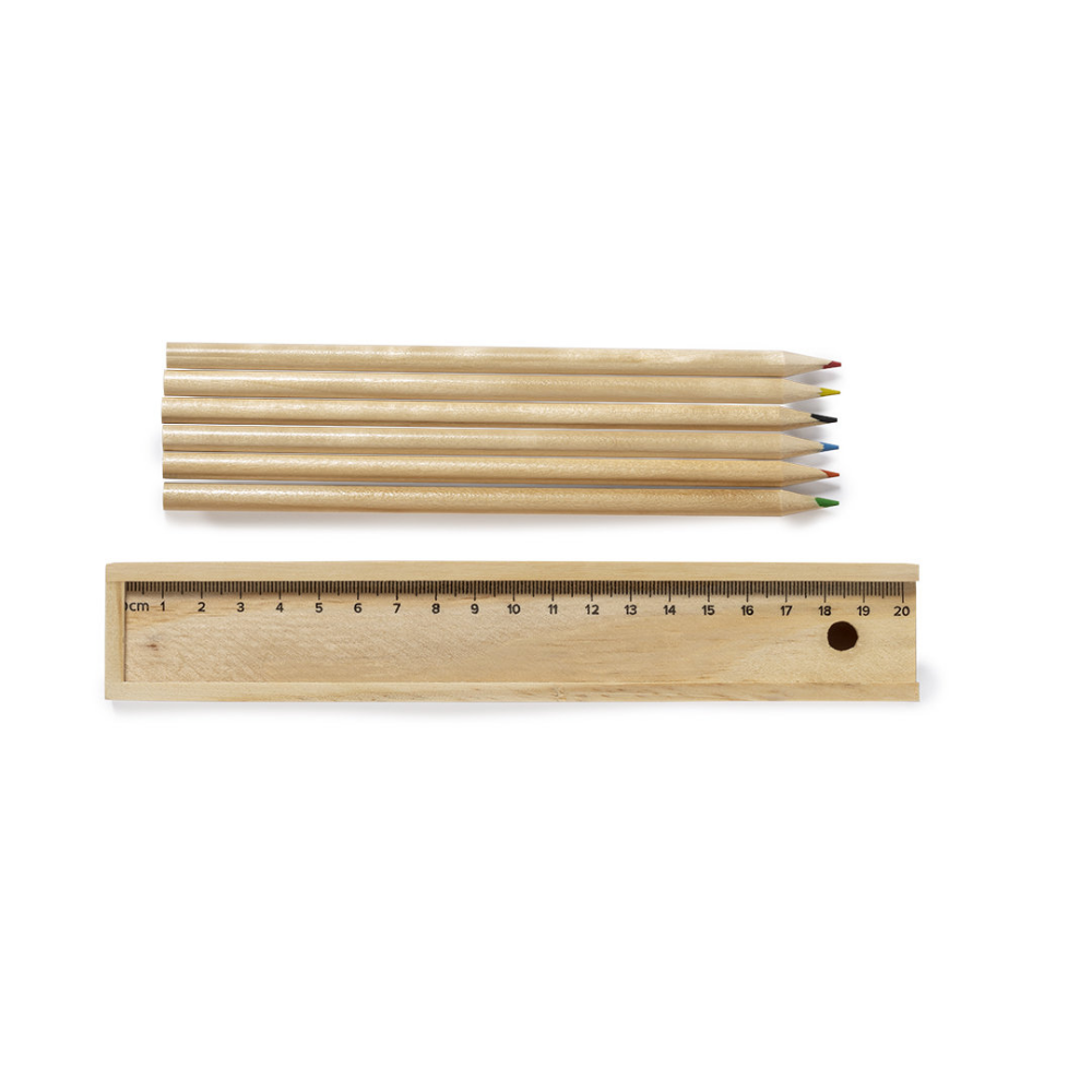 Set di matite in legno naturale con righello integrato - Laino