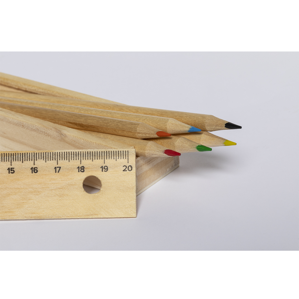 Set di matite in legno naturale con righello integrato - Laino