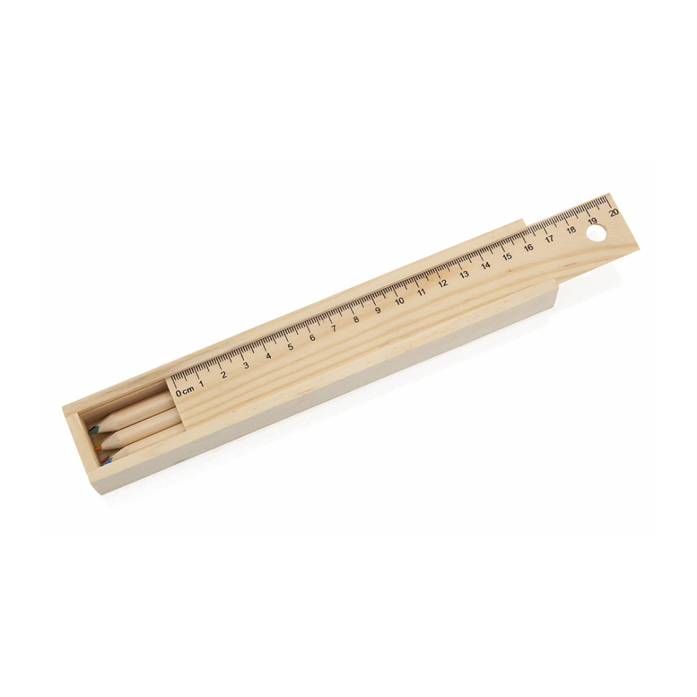 Kit de lápices de madera natural incorporado con regla - Llantrisant