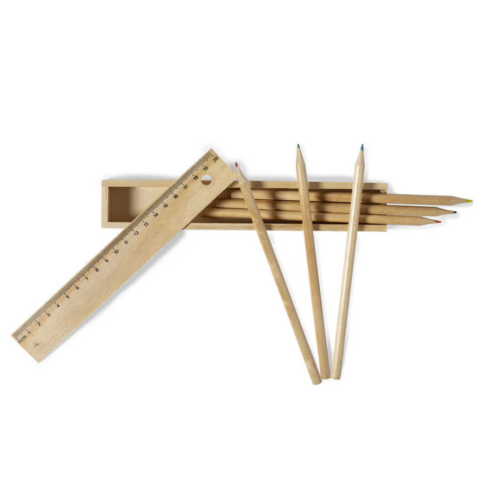 Kit de lápices de madera natural incorporado con regla - Llantrisant