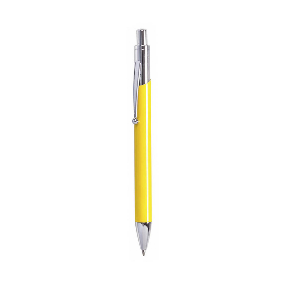 A two-tone metallic ballpoint pen that comes with a push-up mechanism and a PU leather case - Romford